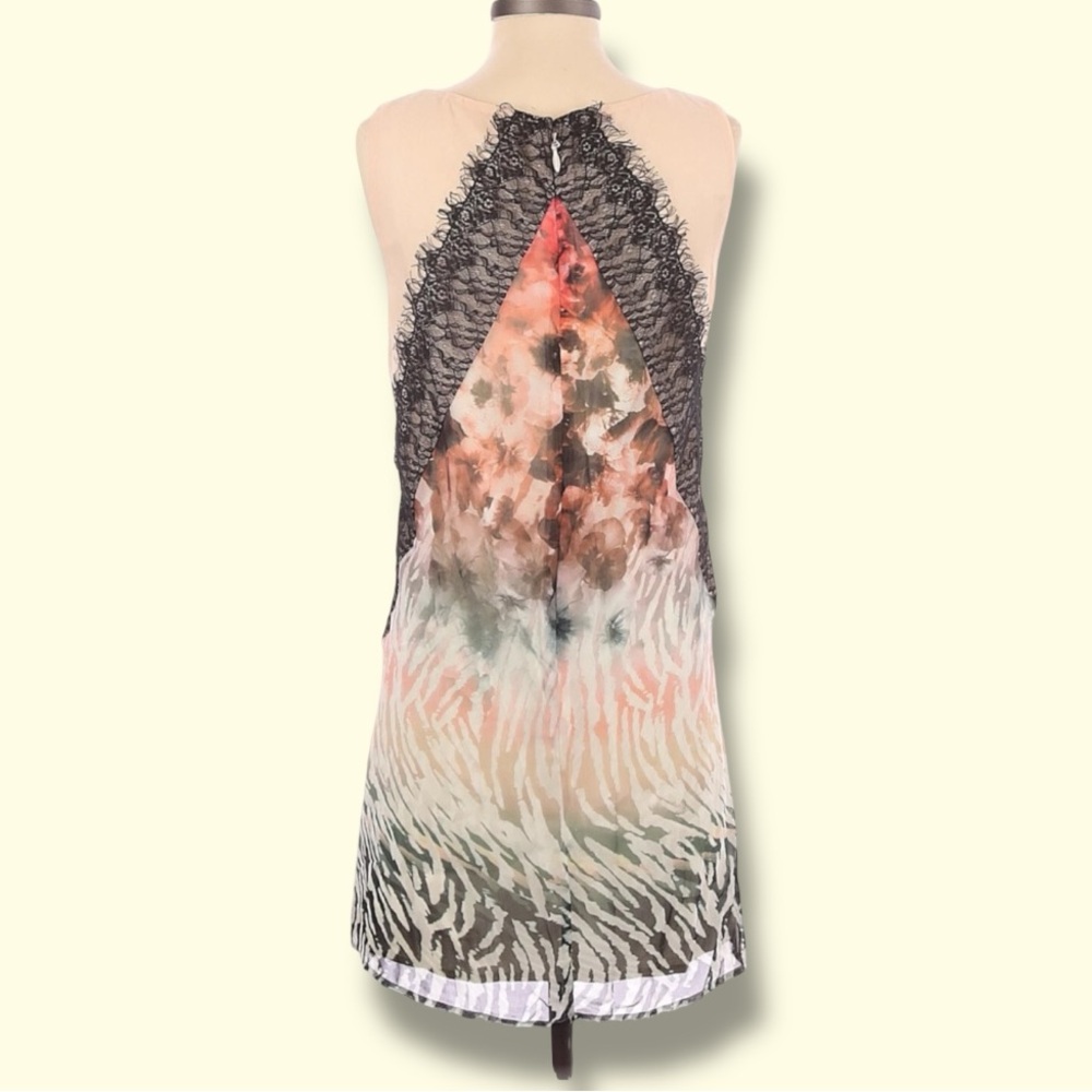 Bebe Neutral Illusion Print Eyelash Lace Sheath Dress Size 4 GORGEOUS! - Picture 9 of 10